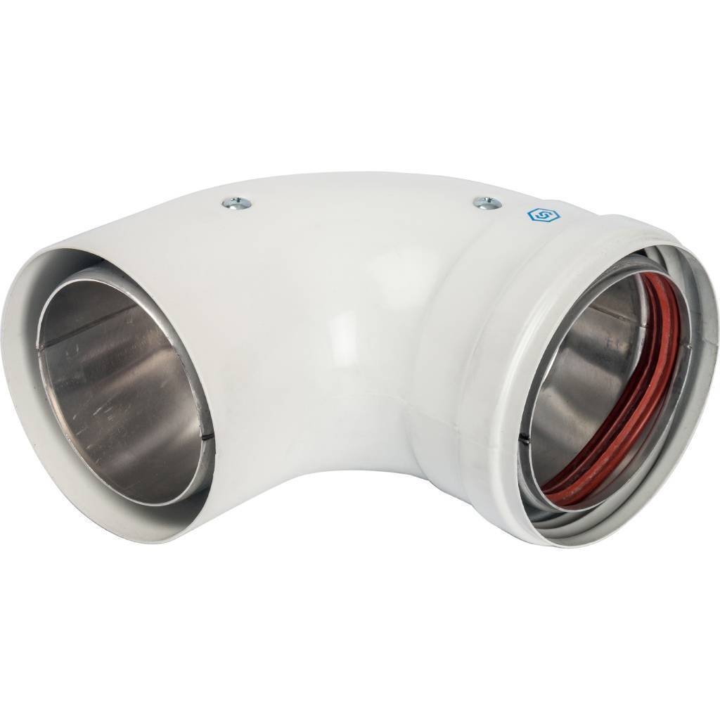 STOUT  элемент дымохода DN 80 отвод 90° утепленный п/м STOUT SCA-0080-800090 по лучшей цене с доставкой - интернет-магазин Прогрессивные решения
