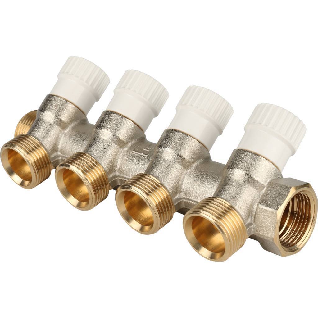 STOUT  Коллектор распределительный 3/4", 4 отвода 3/4"ЕК STOUT SMB 6851 343404 по лучшей цене с доставкой - интернет-магазин Прогрессивные решения
