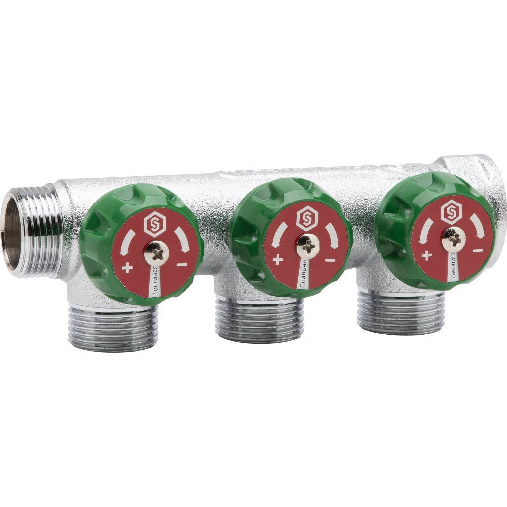 STOUT  SMB-6850-011203 STOUT Коллектор регулирующий 1", 3 отвода 1/2" STOUT SMB-6850-011203 по лучшей цене с доставкой - интернет-магазин Прогрессивные решения