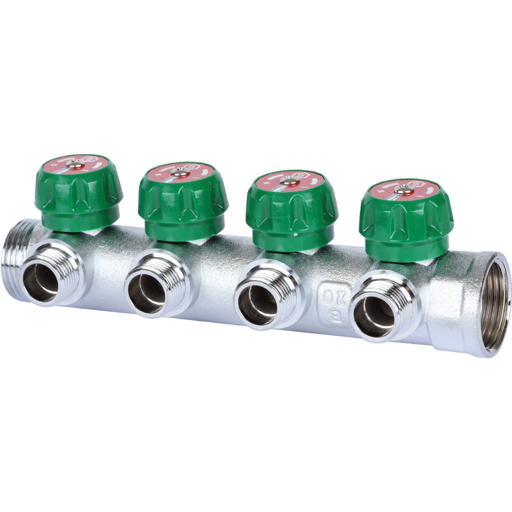 STOUT  SMB-6849-011204 STOUT Коллектор регулирующий 1", 4 отвода 1/2" плоское уплотнение STOUT SMB-6849-011204 по лучшей цене с доставкой - интернет-магазин Прогрессивные решения